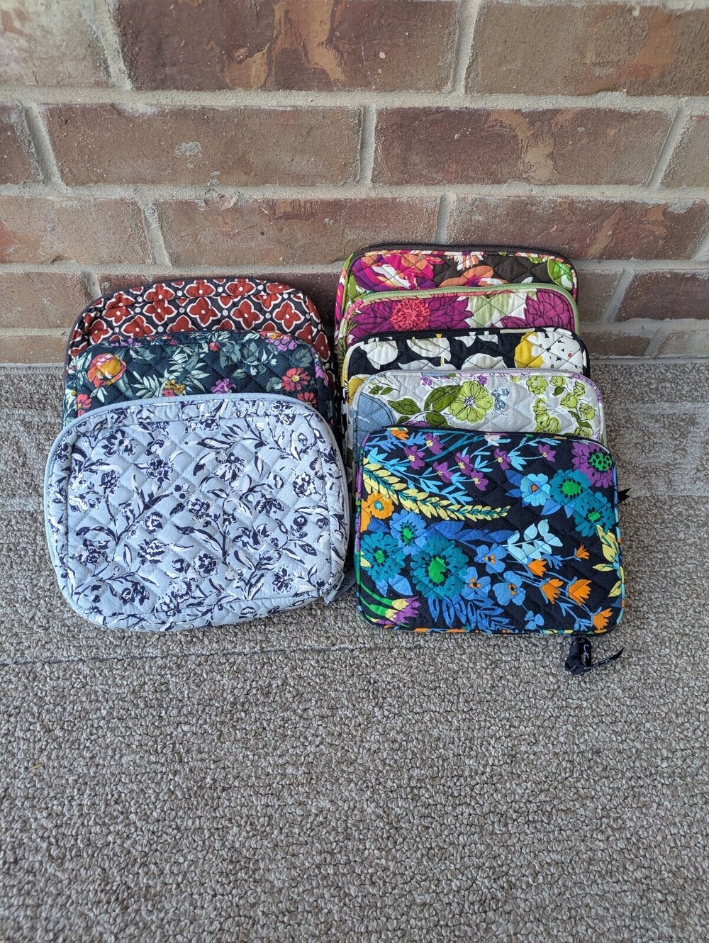 Vera Bradley Lot of 8 Quilted Cotton Floral Cosmetic Makeup Travel Pouch Bags